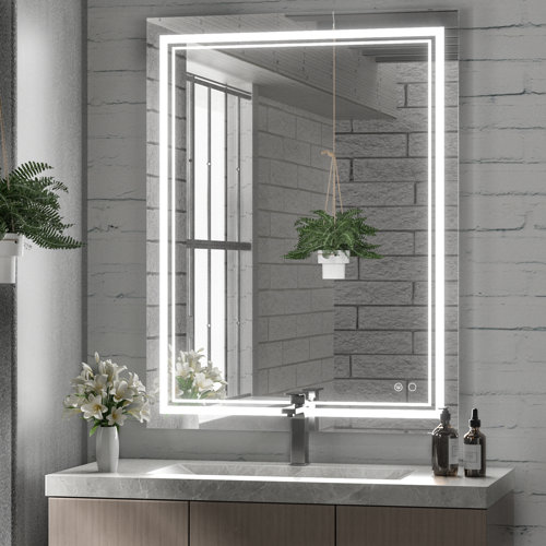 Orren Ellis Adorna Frameless LED Lighted Bathroom / Vanity Mirror with Brightness Adjustable